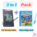 Magic Water Book and LCD Writing Tablet Set Best Gift to your kid - Reusable Doodle Book with Pen and Single Color Erasable, Educational Drawing Pad for Kids to Learn Art Skills.. 