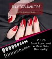 20Pcs Short Oval Artificial Full Cover Round Thin Natural Nails Tips. 