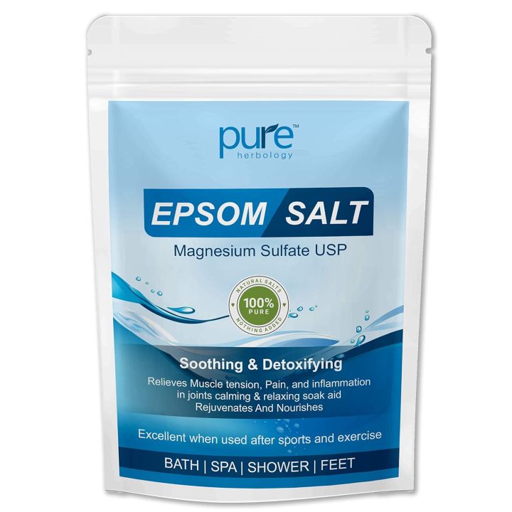 Pure Herbology Epsom Salt (Magnesium Sulphate) For Bathing, Relaxing Foot and Pain Relief Therapeutic Spa Treatment & Refreshing Body, 500gm