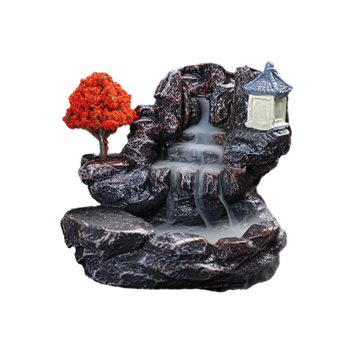 Incense Burner Mountains River Waterfall Fragrance Fireplace Backflow