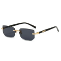 Eldorado Rimless Sunglasses Rectangle Fashion Popular Women Men Shades Small Square Sun Glasses For Female Male Summer Traveling Oculos | Leopard Head Sunglasses. 