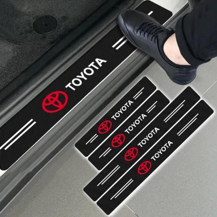 4PCS Car Waterproof Carbon Door Sill 3D Protector Sticker For Toyota Car Accessories Protective Door Sill Sticker Car Stickers Stickers For Car