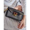 Charles & Keith CK2-80781405 Original Ladies Hand Bag Black Color With Leather Stripe-Buy Online Hand Bags In Pakistan. 