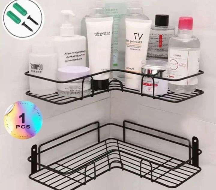 Metallo Bathroom kitchen Punch Corner Frame Shower Shelf Wrought Iron Shampoo Storage Rack Holder bathroom accessories