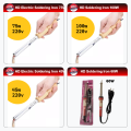 Soldering 220V Heavy Duty Electric Soldering Iron 75W High Quality Soldering Iron Chisel Tip Wood Handle. 