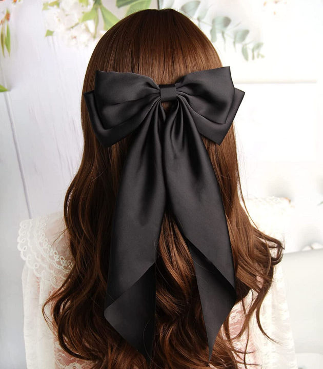 Big bow silk hair clip for woman girls latest fashion hair clips for girls hair accessories