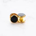 【happy one】Luxury Gold Tuxedo Cufflinks and Studs Set Black Enamel Design Button For Mens Suit French Shirt Business Gift. 