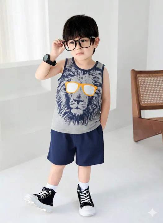 Lion%20T-shirt%20and%20shorts%20For%20Kids%20Summer%20-%20Image%204