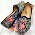 Black Silver Golden Nagra Loafers for Men. 