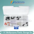 F-141 Multipurpose Transparent Plastic Storage Box with 5 Removeable Partition Storage Box for jewelry and Electronic components F141 G141. 