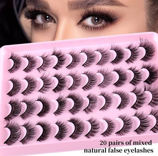 20 pairs Fluffy Wispy Curly Natural Volume Thick Faux Mink Lashes - Enhance Your Eye Look with Long Lasting False Eyelashes
