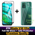ZTE Blade V30 Vita Tempered Glass HD 9D Curved Glass Protector Edge To Edge Full Glue + Back Hydrogel Soft Film jell Protector Sheet For ZTE Blade V30 Vita. 