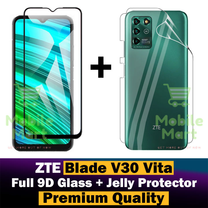 ZTE Blade V30 Vita Tempered Glass HD 9D Curved Glass Protector Edge To Edge Full Glue + Back Hydrogel Soft Film jell Protector Sheet For ZTE Blade V30 Vita