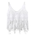 Women Hollow Out Crochet Crop for Tank Top Knit Heart Lace Long Tassels Camisole Sleeveless See-Through Vest Beach Cover. 