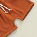Baby Boys 2PCS Pants Set, Short Sleeve Letter Print O-Neck T-Shirt + Plain White Straps Short Pants, Toddler Boys Summer Clothes. 