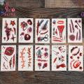 Bliss Easy to Apply Tattoo Stickers Realistic Fake Blood Scars Halloween Zombie Makeup Tattoo Stickers Waterproof Temporary Wound Prank Props Set of 20 Buyers' Favorite. 
