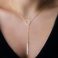 Unique 925 Sterling Silver Circle Simple Strip Bar Pendant Necklaces Adjustable Chain Necklaces for Women Wedding Gift For Girls. 