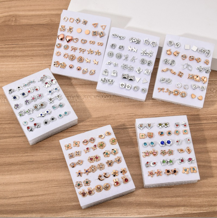 36%20Pairs%20/%2018%20Pairs%20of%20Fashion%20Small%20Geometric%20Earrings%20Simple%20Set%20of%20Plastic%20Earrings%20Female%20Diamond%20Girls%20Jewelry%20-%20Image%206