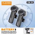 PLOKAMA VM20 Dual Wireless Lavalier Microphone 2.4G Plug and Play Noise Reduction Mic for iPhone Android Camera Vlogging Interview Live Streaming YouTube TikTok Recording Rechargeable Clip Microphone System. 
