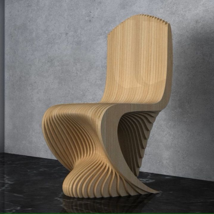Parametric Wavy Wooden Furniture 45 - Chair Design