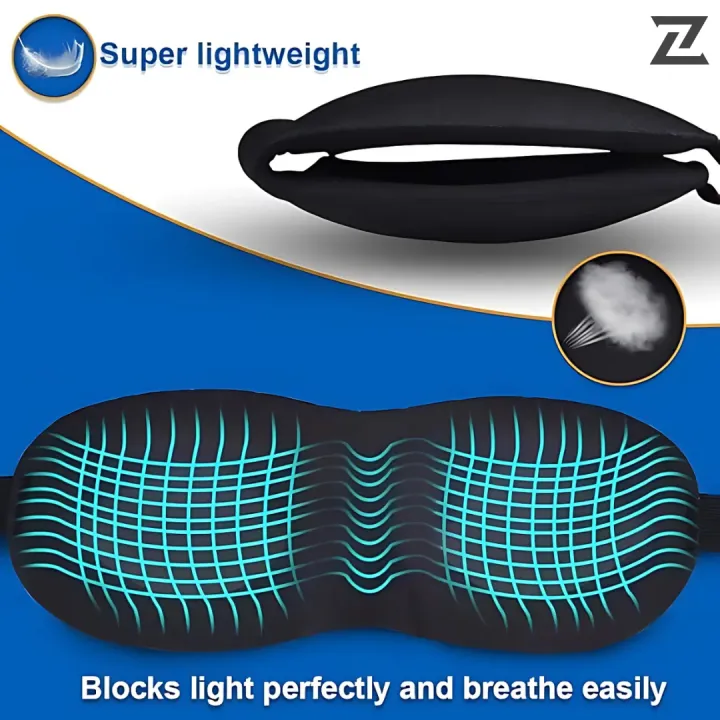 ZEXT%20COMFY%203D%20Sleep%20Eye%20Mask%20Soft%20Padded%20Adjustable%20Blindfold%20Travel%20Sleeping%20Mask%20Black%20-%20Image%202
