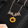 Pendant Leave Shape Necklace with Sunflower Pendant. 