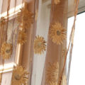1Pc Sunflower Print Breathable Translucent Tulle Curtain Home Balcony Decor. 