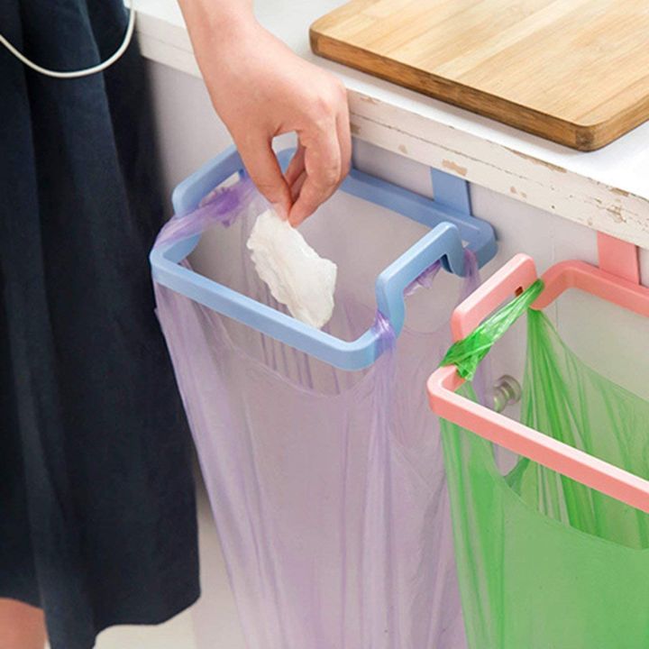 Portable Kitchen Garbage Trash Bag Holder Hanging Kitchen Cabinet Hanging Trash Rack 18.5x16cm