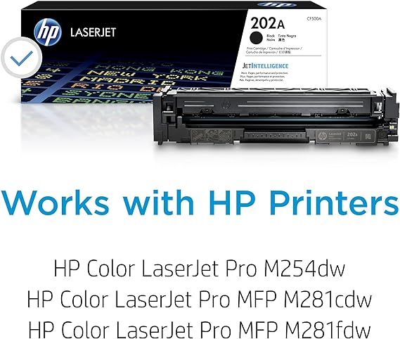 HP 202A Black Toner Cartridge | Works with HP Color LaserJet Pro M254, HP Color LaserJet Pro MFP M281 Series | CF500ACertified by Asian Traders with Returned warranty