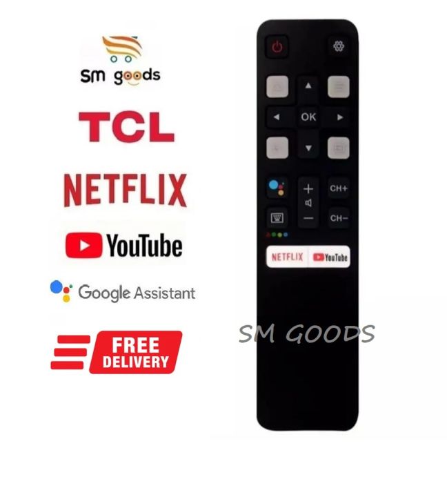 New Voice Remote Control for Hitachi TCL Smart TV LED with Google Assistant & Netflix Button