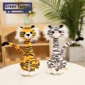 Green forest Animal Plush Doll Built-in Plastic Steel Cute Stuffed Tiger Cat Puppy Lion Toy. 