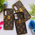 Oppo Reno 7 Case Luxury LV PU Leather Square Phone Shell Straight Full Edge Protector Shockproof Cover Casing. 