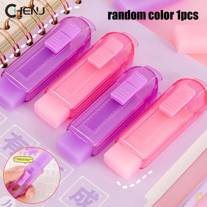 Cute Jelly Color Push-pull Erasers Student Rubber Writing Drawing ...