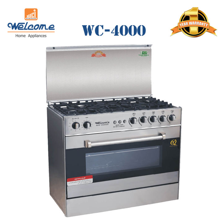 Welcome 5 Burner Gas Cooking Range WC-4000 - Silver and Black