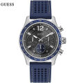 Guess Fleet Black Dial Blue Rubber Strap Chronograph Watch For Men-W0971G2. 