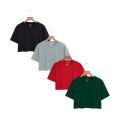 Pack of 4 Premium Quality Plan Crop T Shirt Crew Neck Half Sleeves Crop Top for Girls Crop Top for Women Crop Top for Ladies. 