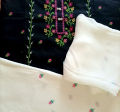 3Pcs Unstitched Pure Lawn Suit With Hand Embroidery, White Trouser with Beautiful Chiffon Dupatta. 