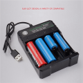 2X 18650 Lithium Battery Charger 4 Slot 3.7V Smart USB Charging Stand 14500 Bright Flashlight Charger. 