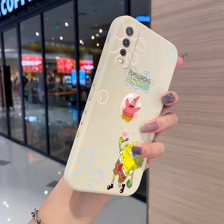 chenyyka for vivo Y20S M Case Cartoon Cute SpongeBob New Design Side Square Edge Protect Softcase Thin Pattern Silicone Casing Full Lens Cover Camera Shockproof Cases