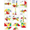 7 Pcs Wooden Geometrical Shape's Block's-With Iron Tin Box- Colorful Blocks - Kids Early Learning Educational Puzzle Toy -   Geometric Intelligence  Tangram  Puzzle. 