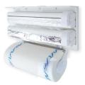 3 In 1 Kitchen Triple Paper Roll Dispenser & Holder For Tissue Paper Roll, Aluminum Foil And Plastic Wrapping Film/Cling Film. 
