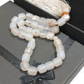 Natural unique design White Aqeeq Stone Tasbih 33 Beads Size 10-mm – muslim Agate zikr prayer Tasbeeh - handmade Rosary 10 mm tasbi counter Stress Relaxation. 
