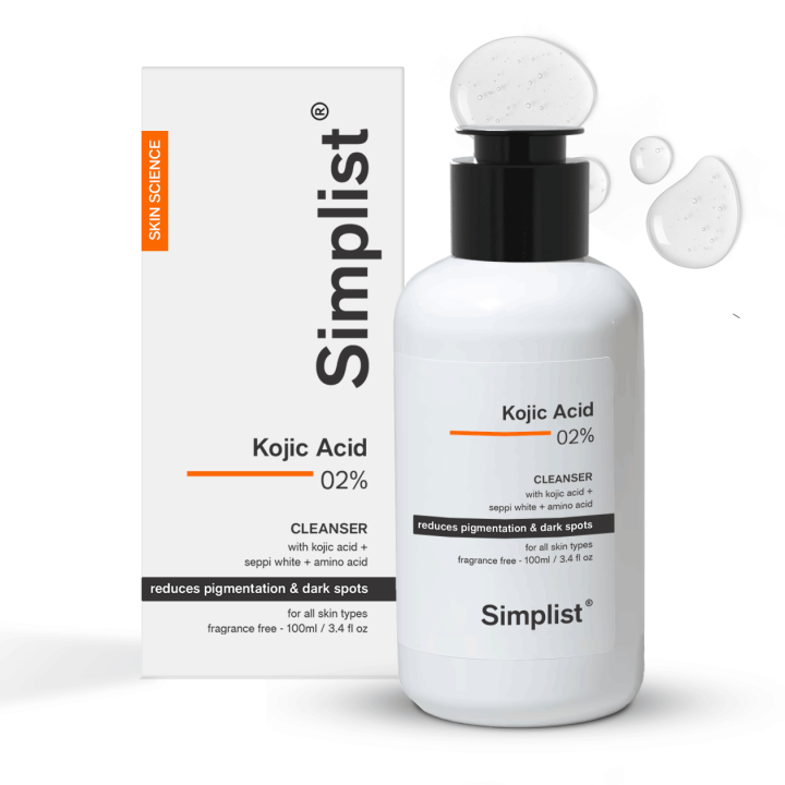 Simplist Kojic Acid 2% Cleanser Face Wash With Kojic Acid, SepiWhite & Amino Acid For Gently Cleanses, Reduces Pigmentation & Brightens Skin Clinically Proven Actives All Skin Types For Women & Men 100ml