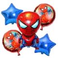 Primodia Printed 5 Pcs Spiderman Theme Foil Balloon for Birthday Decoration Party  (Red,Blue + Ribbon ). 