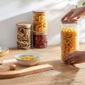 AKHPAL 12 PIECES Glass Food Storage Containers Set,  1400ML Spice Jar Set, kitchen Jars with Bamboo Airtight Lids and Labels, Clear Food Storage Containers for Pantry for Sugar, Salt.... 