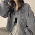 Autumn japaneseinsThin Style Outerwear Coat Casual Jacket Outer Shirt Long Sleeve Female Student Korean Style Loose. 