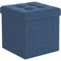 Blue Storage Ottoman, Padded Foldable Bench, Chest with Lid, 40L Capacity,Fabric Storage Box & Sofa with Cloth Organizer Cubes Organizer with  Holds up to 300 Kg For Bedroom, Hallway, Living Room, Dark Grey. 