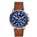 Fossil Garrett Brown Leather Strap Blue Dial Chronograph Quartz Watch for Gents - FS5625. 