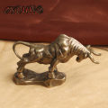 Retro Copper Animal Home Decor Brass Wall Street Bull Sculpture Animal Statue Miniature Figurine Office Desk Home Decoration. 