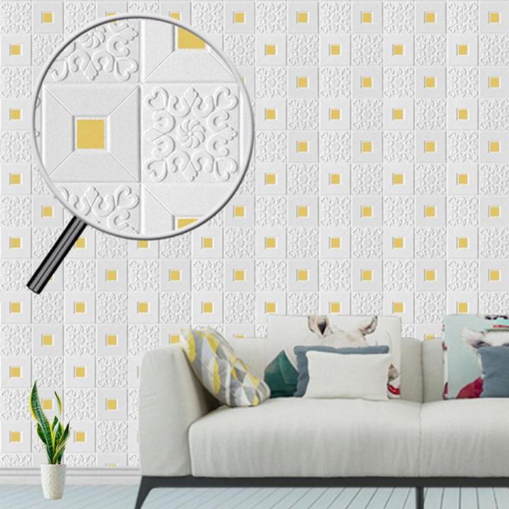 35*35cm 3D Wall Stickers -Ceiling Panel Roof Waterproof Self-Adhesive Foam Wallpaper- Room Kitchen TV Backdrop Home Decoration